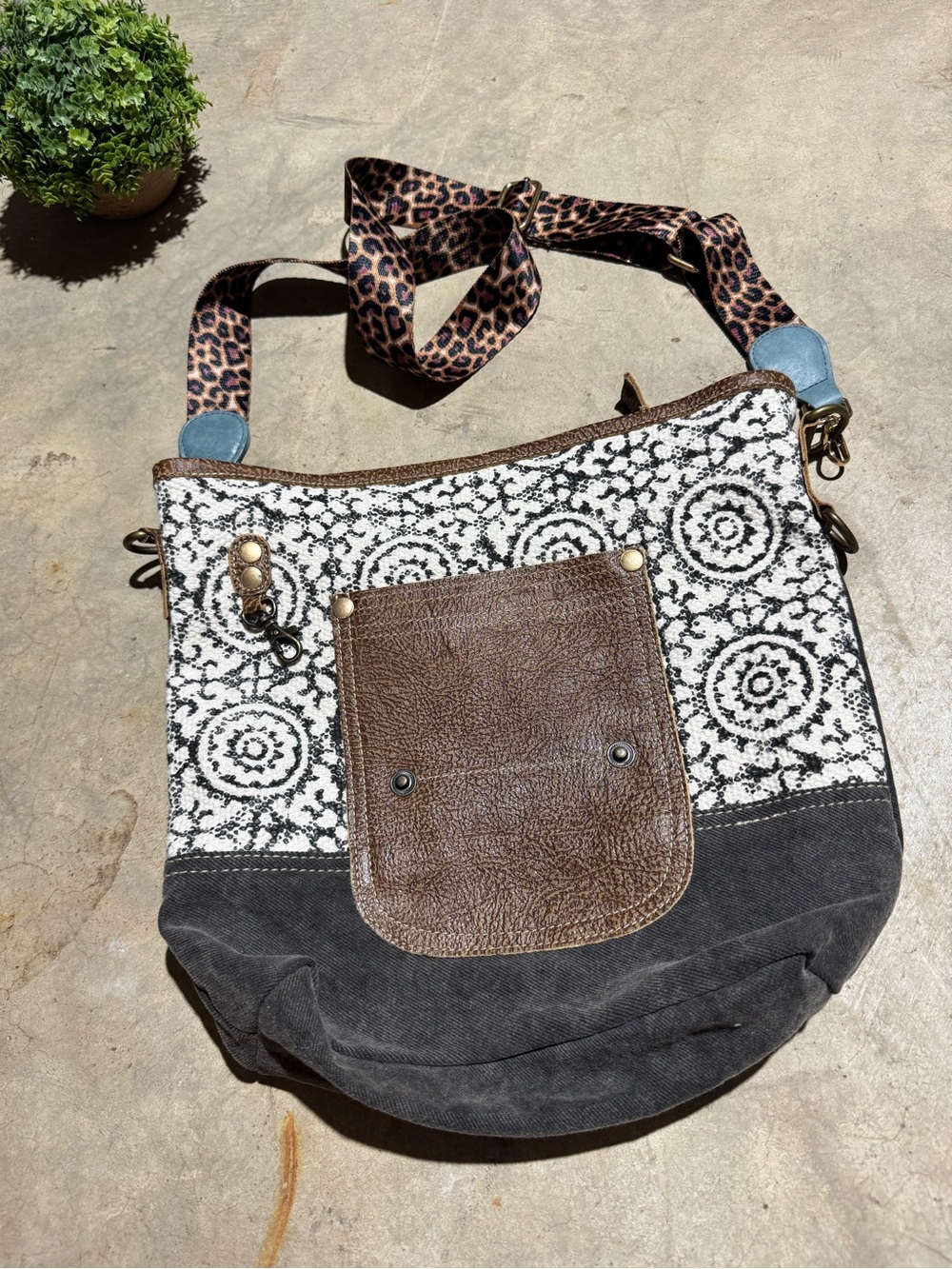Myra Bag Leather Canvas Tote Western Animal Print Festival Boho Floral